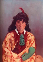 Eine Maori-Dame in voller Tracht, 1902