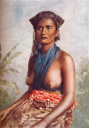 Eine Frau von Fidschi in traditioneller Kleidung, 1902