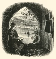 Der Wye, vom Chepstow Castle, 1870er Jahre