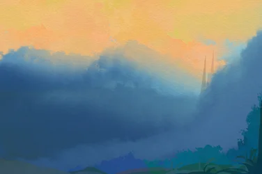 Goldene Türme im Nebel