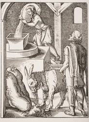 Der Müller. Reproduktion des 19. Jahrhunderts einer Gravur des 16. Jahrhunderts von Jost Amman