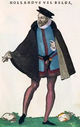 Niederländer in traditioneller Tracht, Gravur aus Habitus praecipuorum popularum