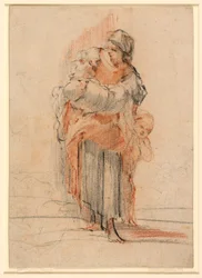 Frau mit zwei Kindern
