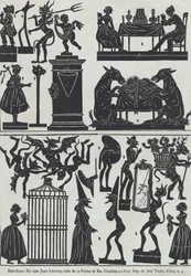 Blatt 11 mit Figuren für chinesische Schattenspiele, 1859