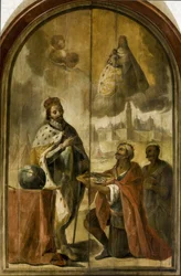 Ferdinand III. von Kastilien - Die Übergabe von Sevilla - Rokoko: Der maurische König Axataf überreichte König Ferdinand die Schlüssel der Stadt (1714-1783), um 1750. 300 x 200. Rathaus von Sevilla