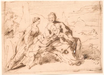Maria mit den Kindern Jesus und Johannes sowie einer Heiligen