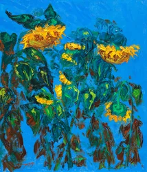 Gemalte Sonnenblumen blauer Himmel