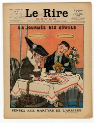 Titelblatt von „Das Rote Lachen“, Satirisch in Farben