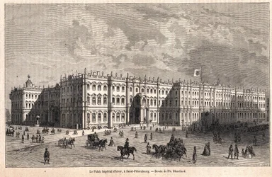 Der Winterpalast in St. Petersburg. Zeichnung von Blanchard