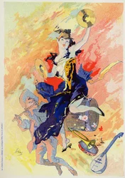 Kunst. Unterhaltung. Die Musik. Allegorie von Jules Cheret, Frankreich, ca. 1890