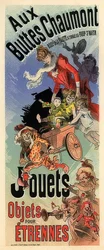 Aux Buttes Chaumont. Werbeplakat für ein Spielwarengeschäft. Um 1900