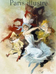 Maskenball. Zeichnung von Cherret (spätes 19. Jahrhundert) für den Karneval in der Zeitung „Paris illustriert“