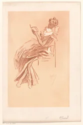 Lesende junge Frau auf einem Stuhl