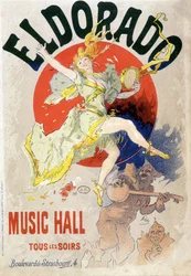 Plakat für das Music Hall, das jede Nacht im Eldorado-Theater, Boulevard de Strasbourg in Paris, stattfindet. Um 1900 (Lithographie)
