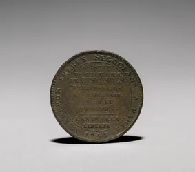 Medaille: Fünf Sols herausgegeben von den Monneron-Brüdern, Paris, 1792 Rückseite
