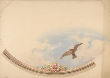 Entwurf für eine Decke mit Wolken und einem schwebenden Adler, zweite Hälfte des 19. Jahrhunderts