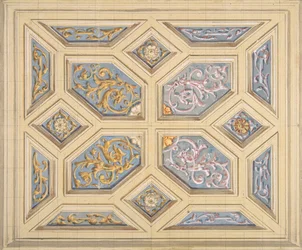 Entwurf für eine Kassettendecke mit Rankenwerk, 1840-97