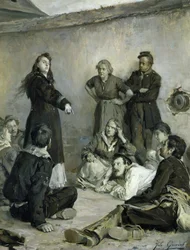 Louise Michel (1830-1905) spricht zu den Kommunarden