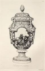 Geschichte der Keramikkunst: Eine beschreibende und philosophische Studie der Töpferei aller Zeiten und Nationen: Frankreich: Sèvres- Weiches Porzellan- Vase, Gedenkstück der Schlacht von Fontenoy (Platte XI)
