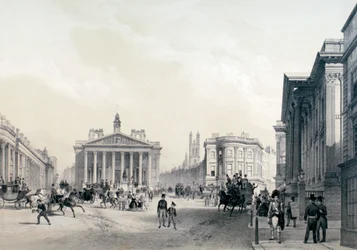 Die Bank von England, Royal Exchange und Mansion House, ca. 1850