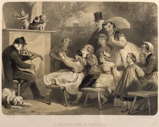 Das Theater Guignol, Champs-Elysees, graviert von Claude Regnier (tätig 1840-66) Bettanier und Morion