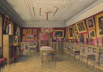 Der Stroganov-Palast in Sankt Petersburg. Bibliothek, 1865