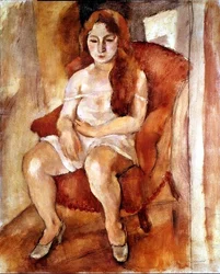 Sitzende Frau