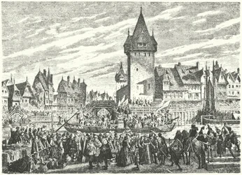 Die Hirsebreifahrt, Transport einer Ladung Hirse mit dem Boot von Zürich zum Verbündeten der Stadt, Straßburg