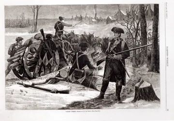 Winterszene im Lager der Kontinentalarmee in Valley Forge, Pennsylvania, 1780, aus 