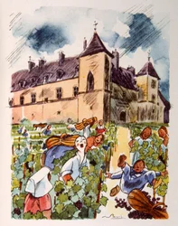 Französischer Weinberg. 1944. Illustration von Julien Pavil