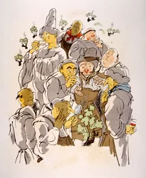 Humorvolle Weinillustration 1946