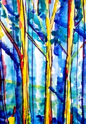 Abstrakter Aquarellwald
