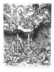 Himmel und Hölle, gestochen von Hieronymus Cock (ca. 1510-70), 1565