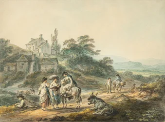 Figuren auf einem Pfad bei einer Mühle