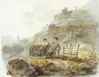 Methode zur Gewinnung von Torf aus Hügeln in der Nähe von Mallwyd, ca. 1792
