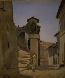 Straßenszene in Subiaco, Italien