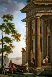 Arkadische Landschaft mit einer Gruppe von Kindern