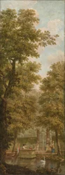 Wandbehang mit holländischer Landschaft, zum Saal der Nieuwe Doelenstraat 22 gehörend