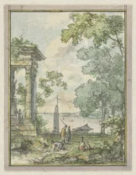 Landschaft mit Tempelruine