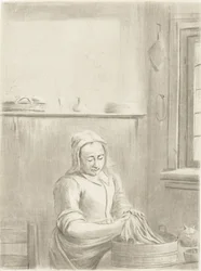 Küchenmagd mit Zuber