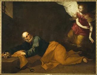 Der heilige Petrus von einem Engel befreit