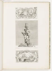 Ornamenttafel mit Muschelbrunnen flankiert von Girlanden und Voluten, pl. 22 in Oeuvre de Juste-Aurèle