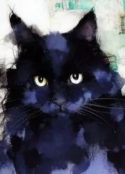 Mysteriöses Porträt einer schwarzen Katze