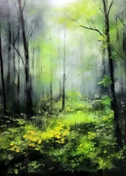 Sonniger Nebelwald
