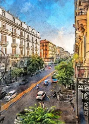 Lebendiger europäischer Straßenblick