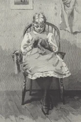 Teenage Näherin, Gravur von Fortuné Méaulle (1844-1901)