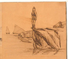 Frau auf einem Felsen