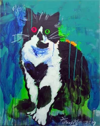 Bunte Abstrakte Katze