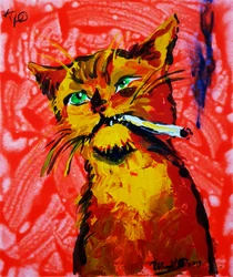 Coole rauchende Katze