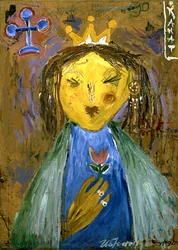 Expressionistische Königin mit Blume